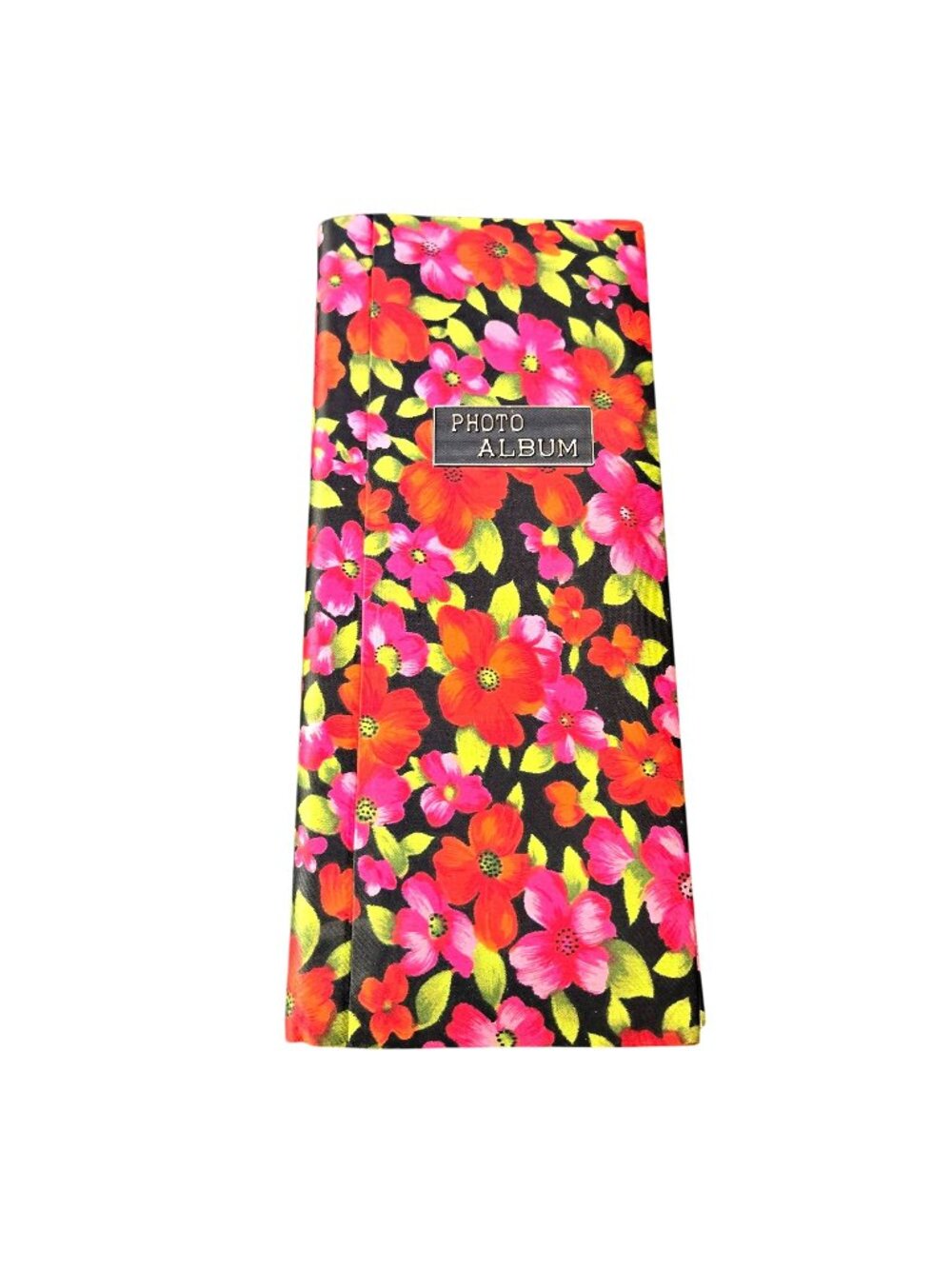 Vintage Floral Fabric Covered Spiral Bound Photo Album Made In Japan READ